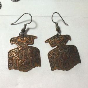 Earrings-copper First Nations Northwest coast eagle design
